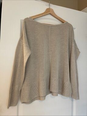 Banana Republic Beige Off-the-Shoulder Knit Sweater